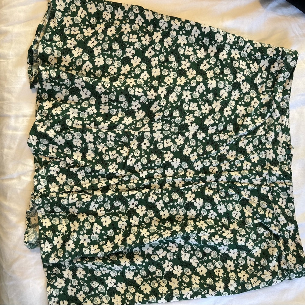 Floral A-Line Skirt - Green/White